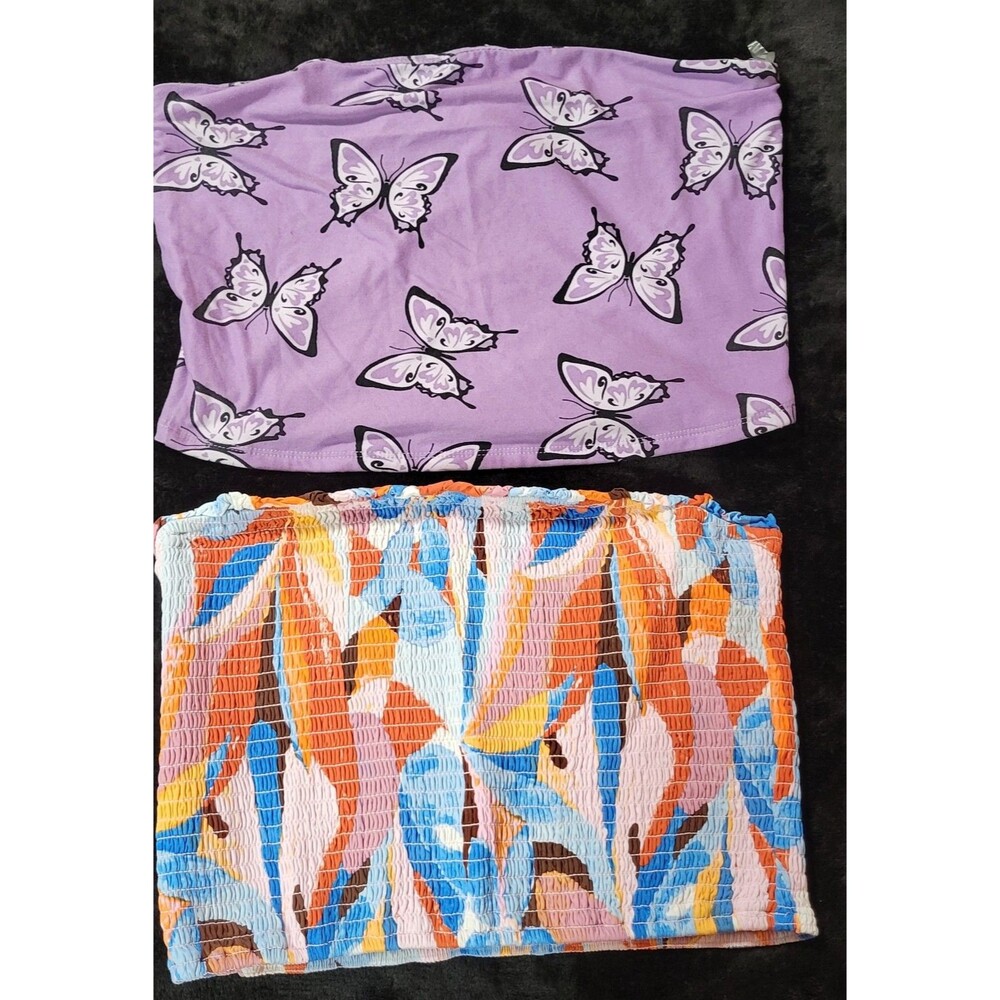 Forever 21 & Rue 21 Cropped Strapless Colorful Top Size Large Set Of 2